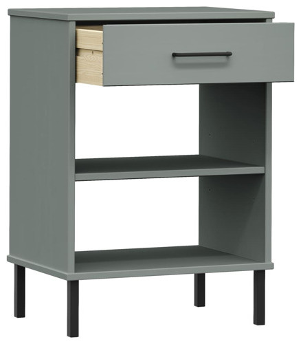 vidaXL Console Cabinet Buffet Table with Metal Legs Gray Solid Wood Pine OSLO   Transitional   Console Tables   by vidaXL LLC  Houzz