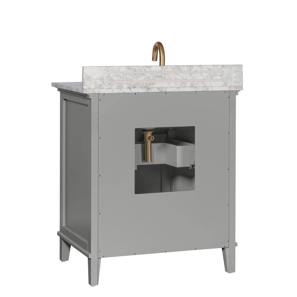 Home Decorators Collection Grayson 31 in. W x 22 in. D x 35 in. H Vanity in Storm Grey with White Marble Vanity Top 20305-VS31C-ST