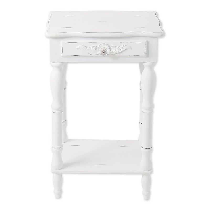 Carved White Side Table