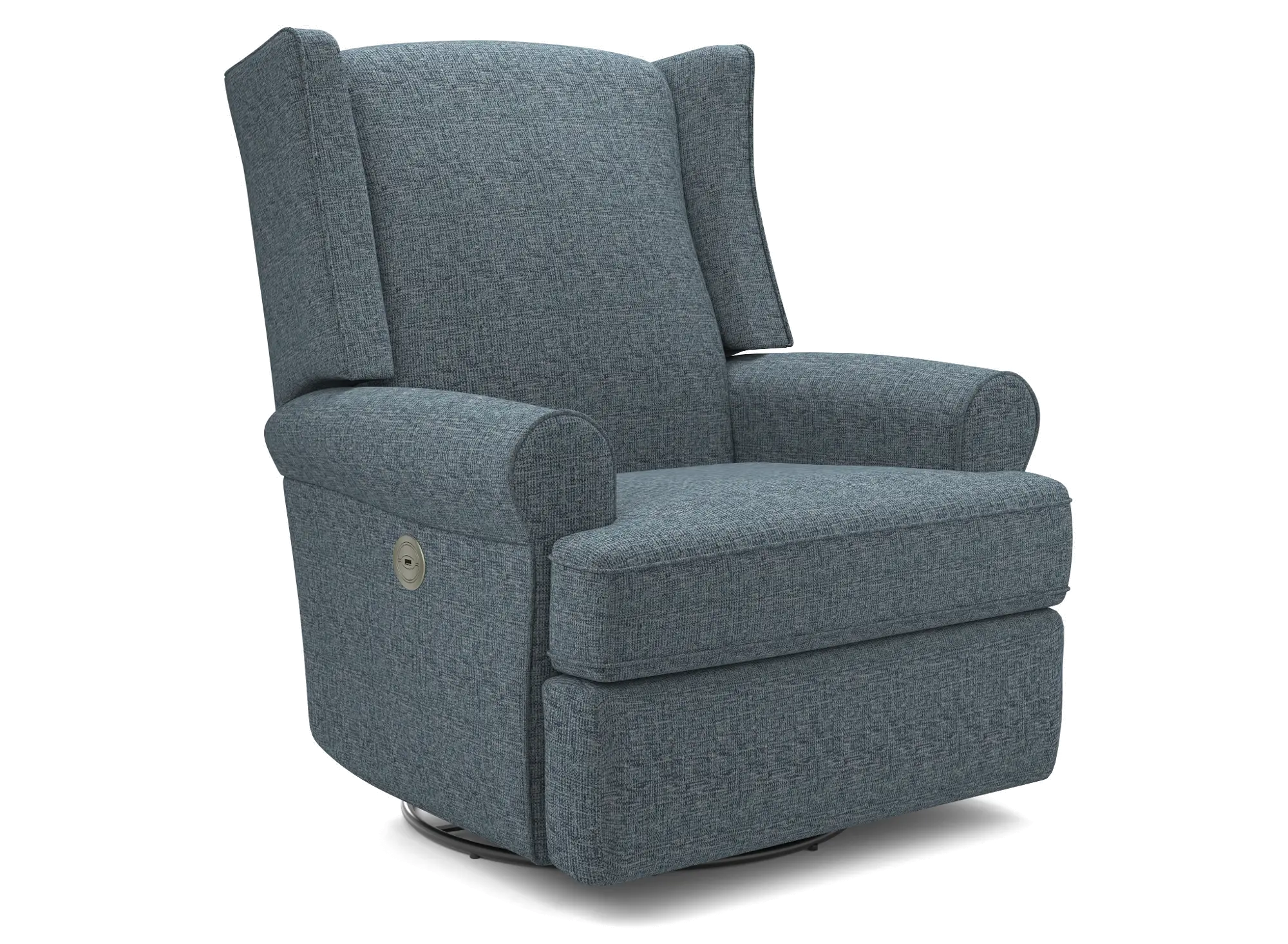 Logan Denim Blue Power Glider Recliner with Swivel