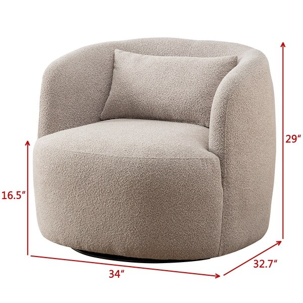 Poly Blend Boucle Fabric Upholstered Swivel Armchair