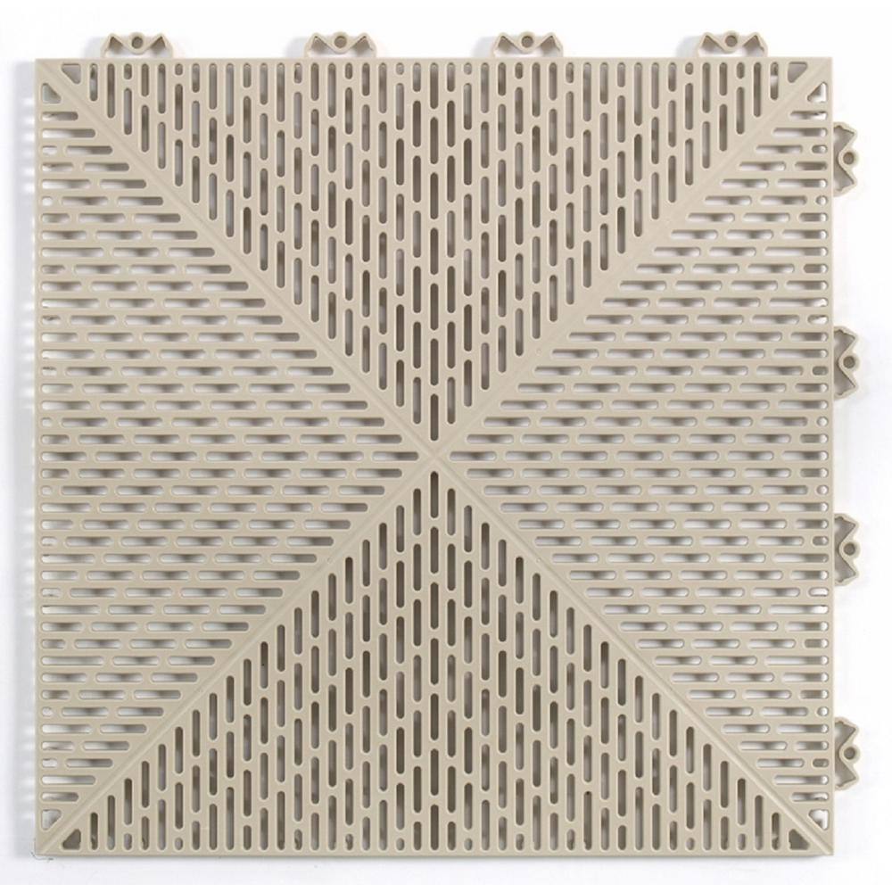 Bergo Unique 14.9 in. x 14.9 in. Sand Commercial or Residential Polypropylene Garage Flooring Tiles 14 Tiles UITILESD2