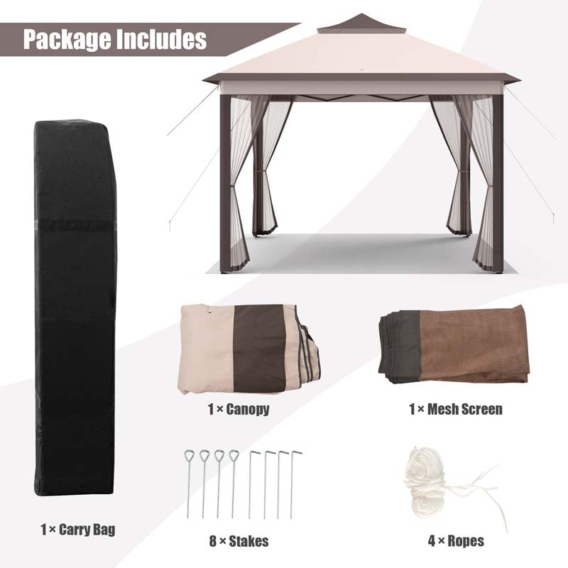 11 x 11 FT Pop Up Gazebo Tent Portable Canopy Shelter with Carry Bag & Mesh Netting