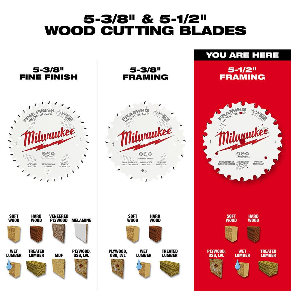 Milwaukee 5-1/2 in. 18T Framing Circular Saw Blade 48-40-0520 from Milwaukee