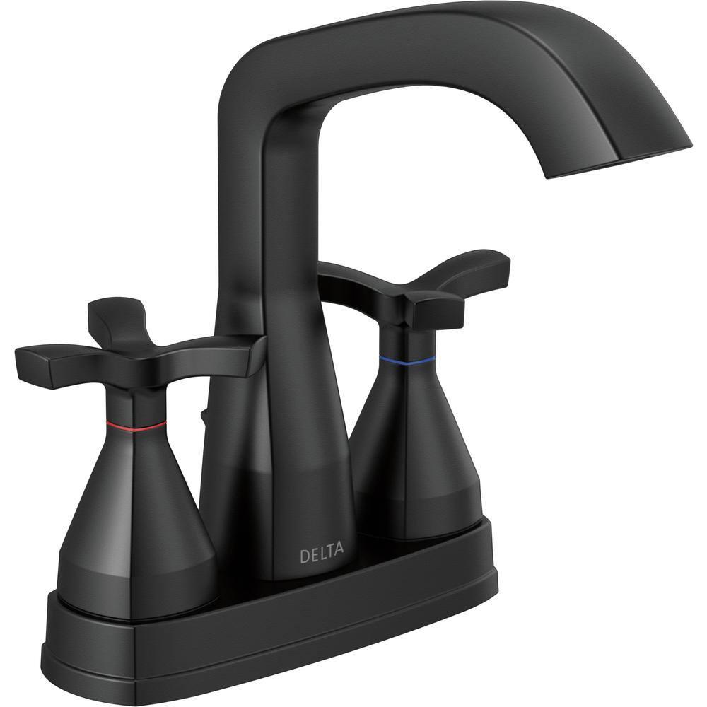 Delta Stryke 4 in Centerset 2Handle Bathroom Faucet in Matte Black