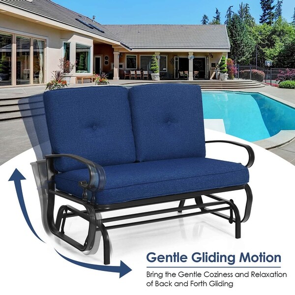 Costway 2Person Outdoor Swing Glider Chair Bench Loveseat Cushioned