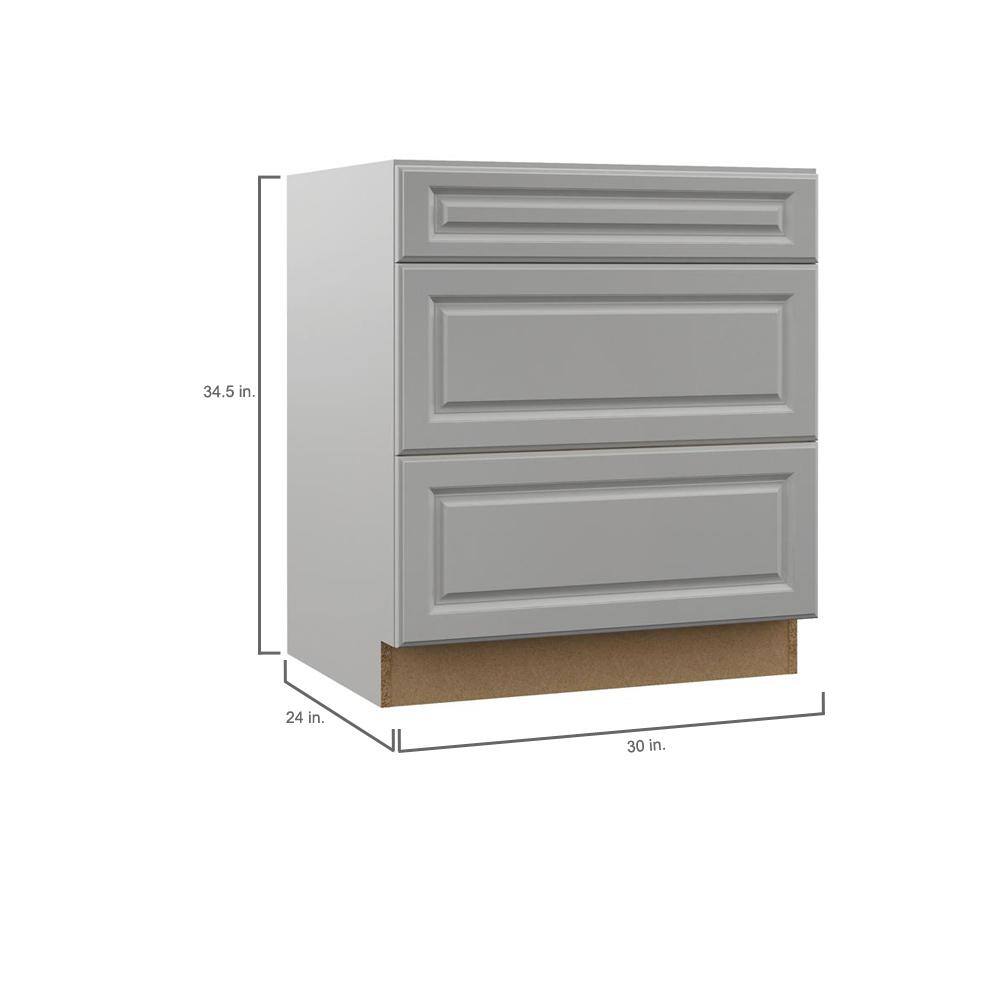 Hampton Bay Designer Series Elgin Assembled 30x34.5x23.75 in. Pots and Pans Drawer Base Kitchen Cabinet in Heron Gray B3PP30-ELGR