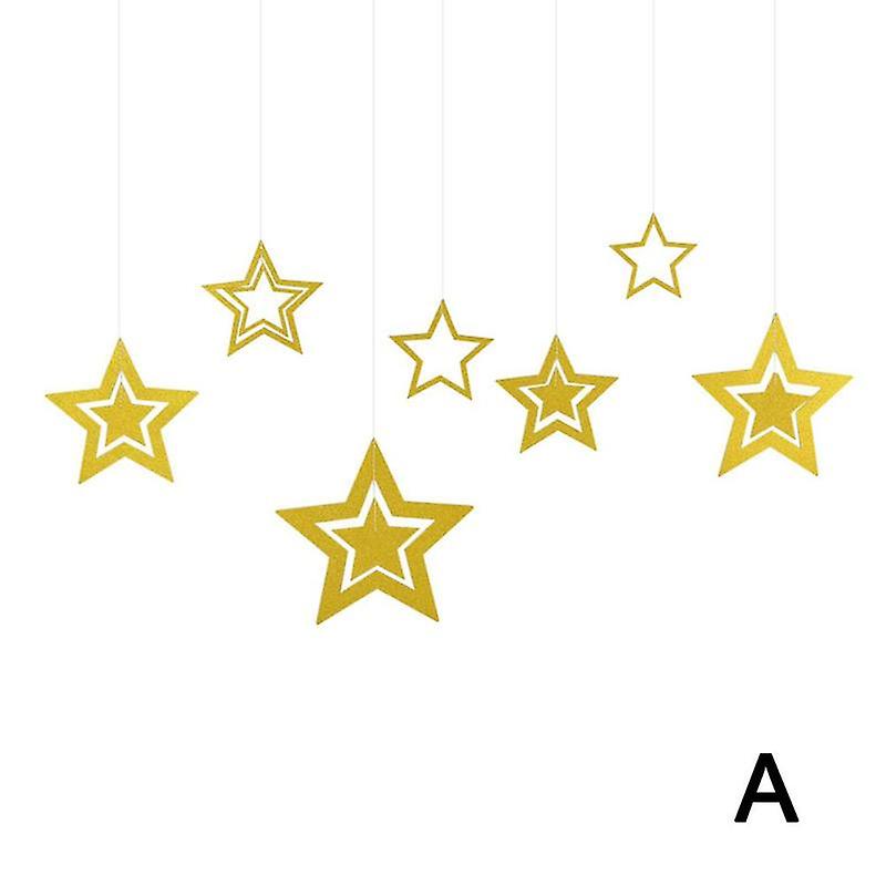 7pcs Hollow Star Paper Garlands Banner Hanging For Wedding Christmas Decorations Kids Birthday Party Supplies Star Ornaments