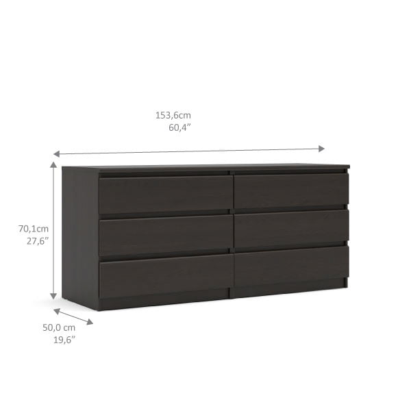 Tvilum Laguna 6-Drawer Double Dresser, Coffee