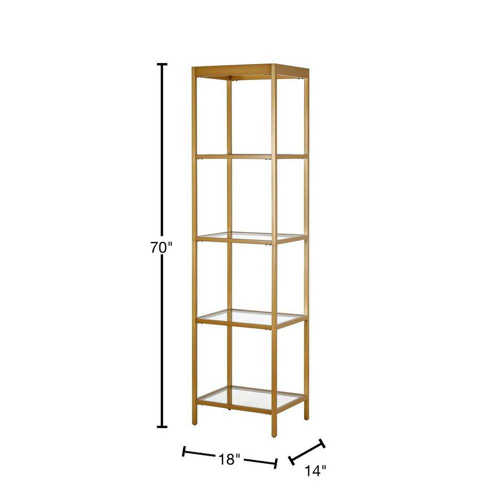 MeyerCross Alexis 70 in. Brass 4-Shelf Standard Bookcase BK0817