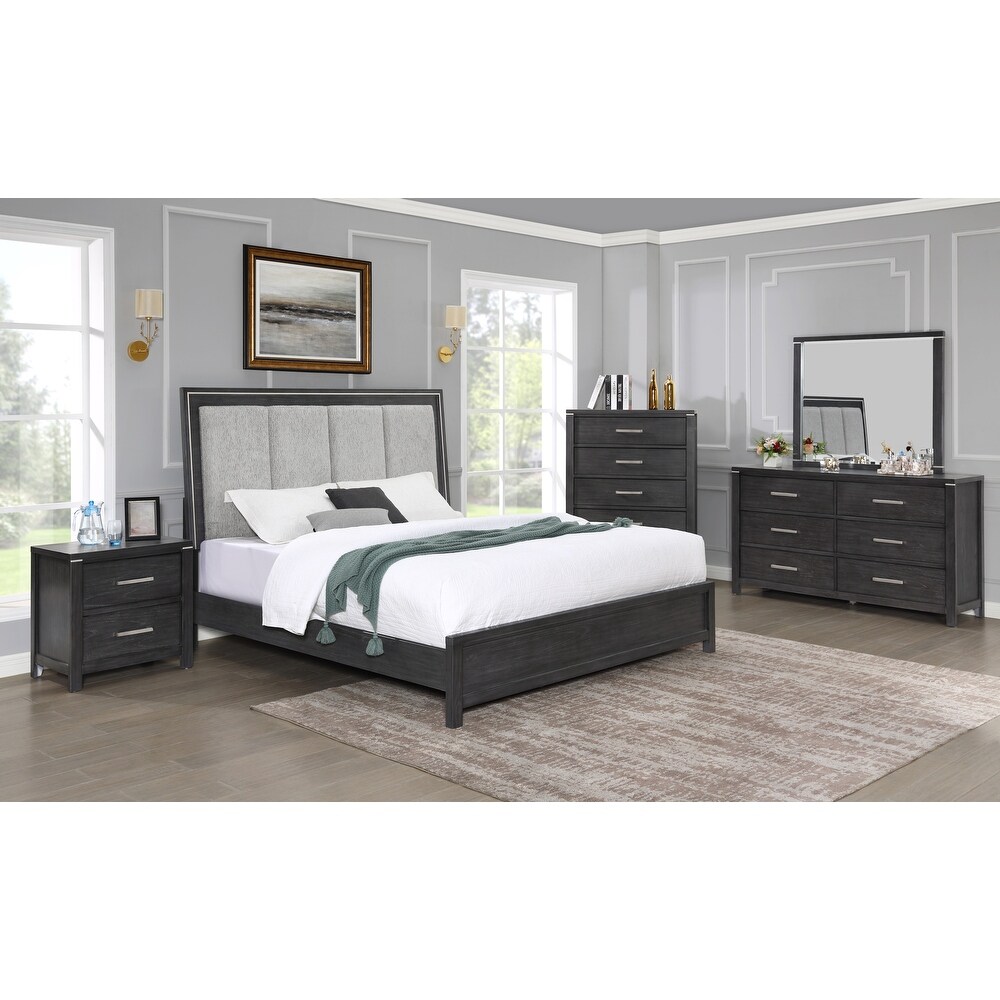 New Classic Furniture Alamos Charcoal Grey 4 piece Bedroom Set with Nightstand