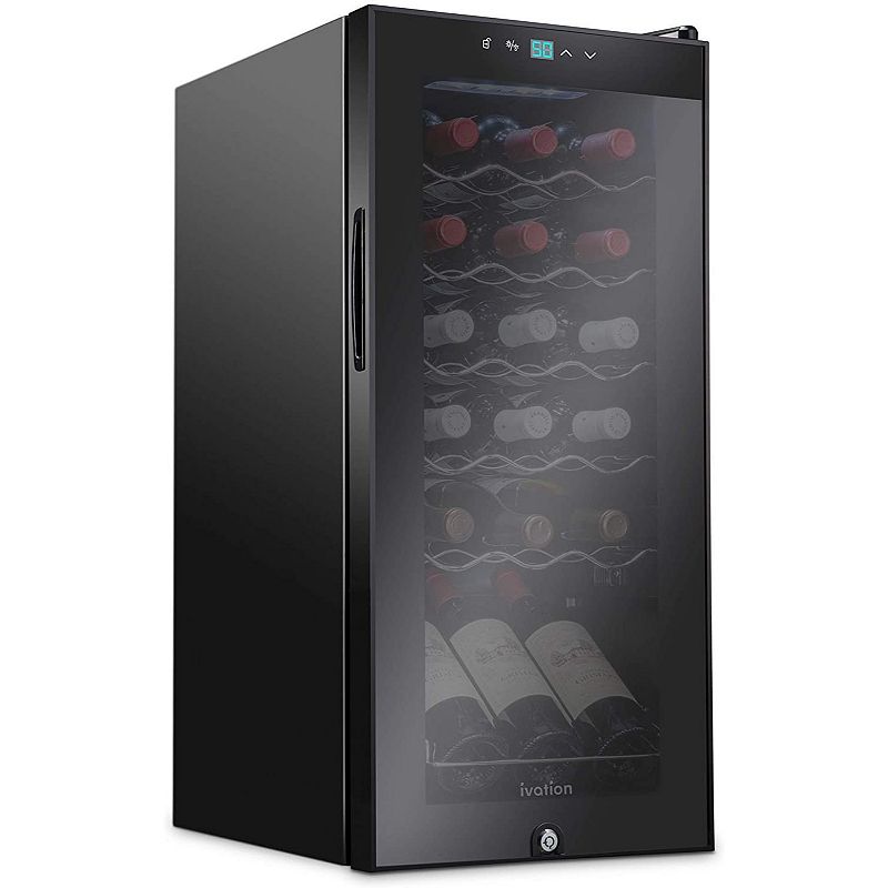 Ivation 18-Bottle Wine Cooler， Freestanding Wine Fridge with Lock