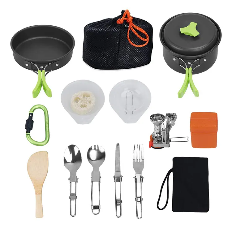 New  Ideas Spot 2023 Portable Eco Friendly Gas Stove Outdoor Mini Camping Cookware Tourist Tableware Set