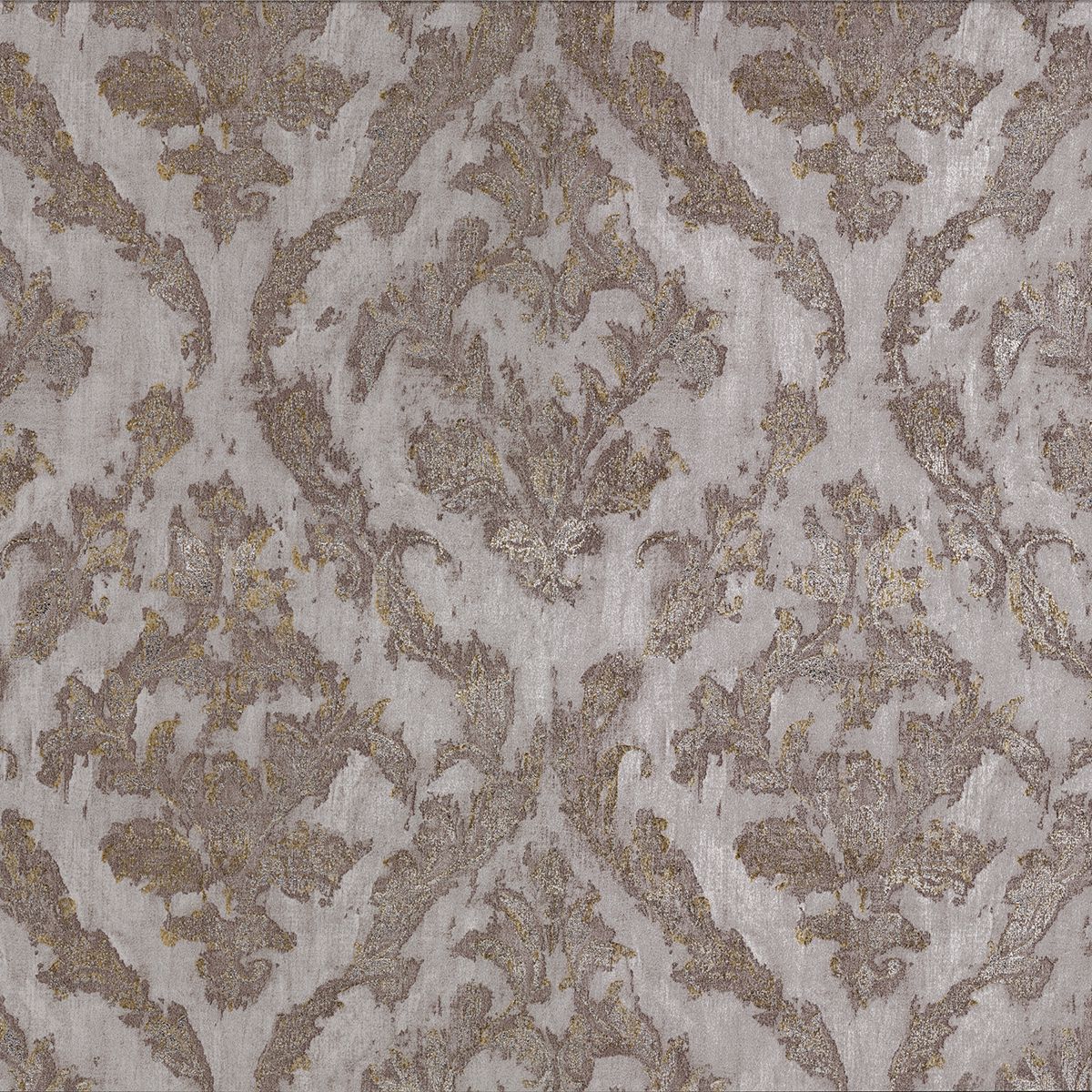 Sample Lyra Damask Wallpaper in Bronze from the Polished Collection