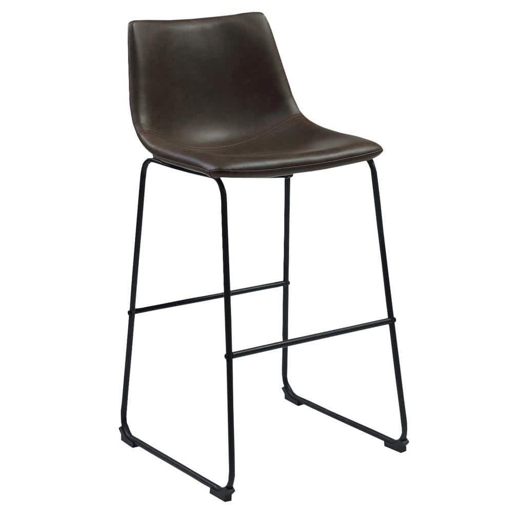 Benjara 39 in. H Casual Contoured Brown Bar Height Stool (Set of 2) BM160829