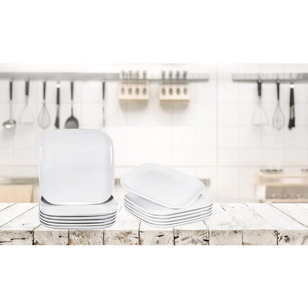 Cute Square White Ceramic Salad Plate For Kitchen Plate Set Of 6 White