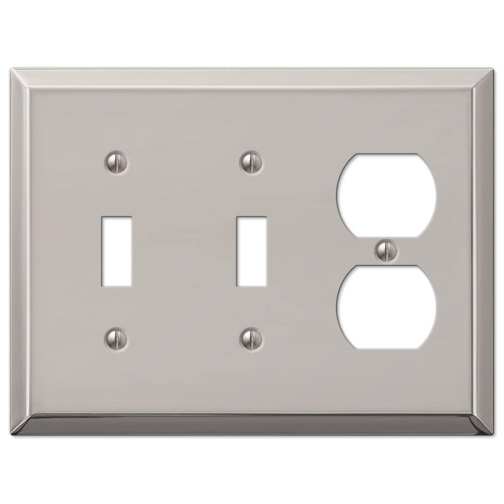 AMERELLE Metallic 3 Gang 2-Toggle and 1-Duplex Steel Wall Plate - Polished Nickel 163TTDPN