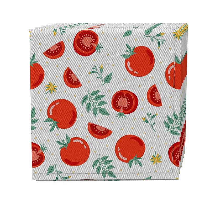 Napkin Set of 4， 100% Cotton， 20x20， Summer Tomato Garden