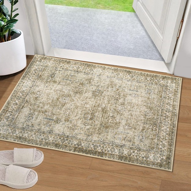 Trinity Vintage Floral Area Rug Washable Persian Rug