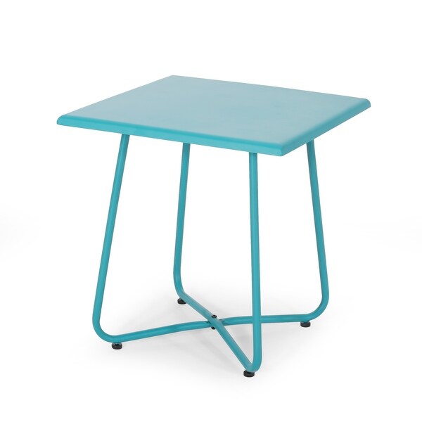 Small Square Side Table Outdoor Side Table 18inch Modern End Accent Table for Patio Porch Peacock Blue