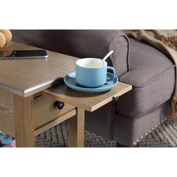 Sutton Side Table with USB Charging Station in Driftwood