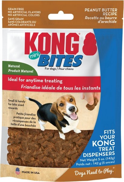 KONG Bites Mini Grain-Free Peanut Butter Dog Treats， 5-oz bag