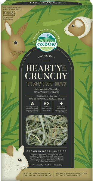 Oxbow Prime Cut Hearty and Crunchy Timothy Hay Small Pet Food， 20-oz bag