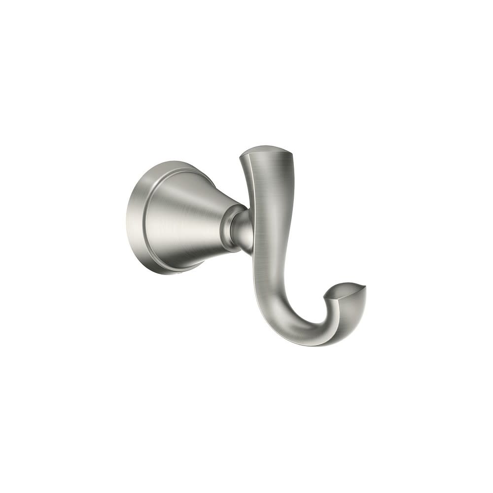 Moen Tiffin Brushed Nickel Robe Hook with Press and Mark Stamp