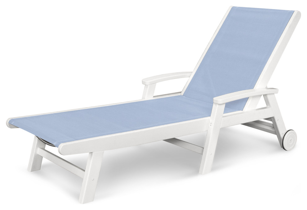 Coastal Chaise With Wheels   Beach Style   Outdoor Chaise Lounges   by POLYWOOD  Houzz