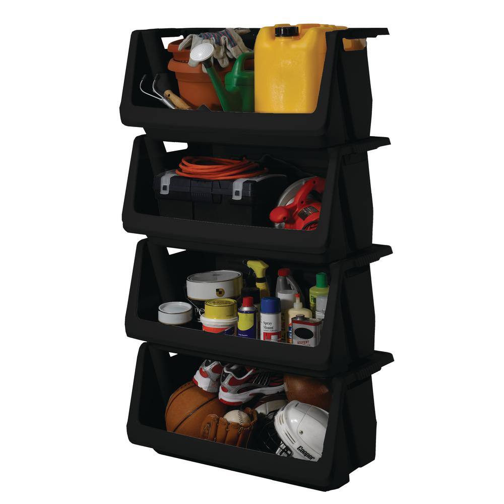 Husky 55 Gallon Stackable Storage Bin in Black 232387