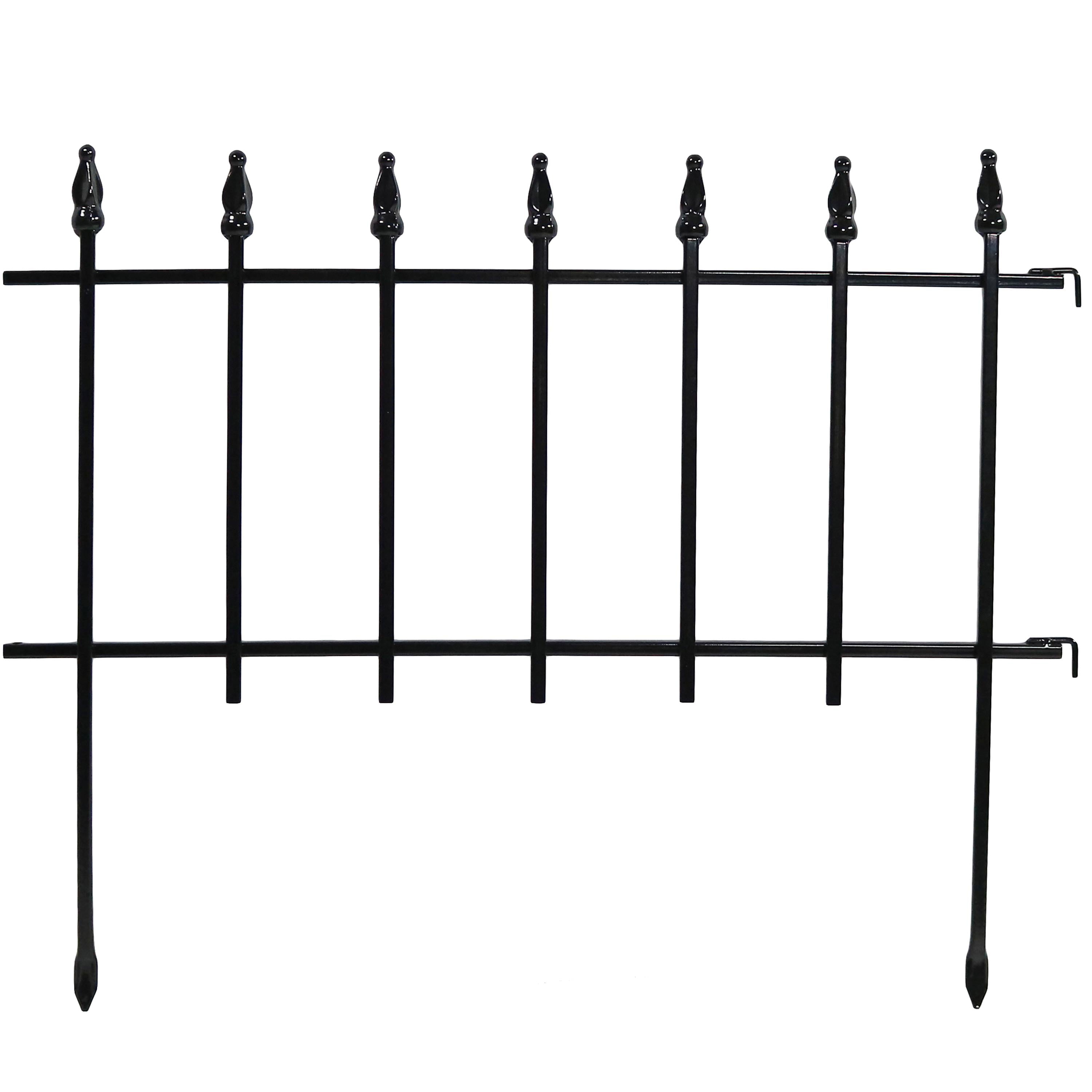 Sunnydaze Outdoor Lawn and Garden Metal Roman Style Decorative Border Fence Panel Set - 9' - Black - 5pk