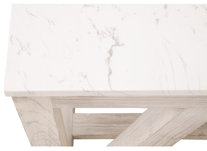 Spruce Square Coffee Table  White Wash Pine  White Quartz   Farmhouse   Coffee Tables   by Sideboards and Things  Houzz