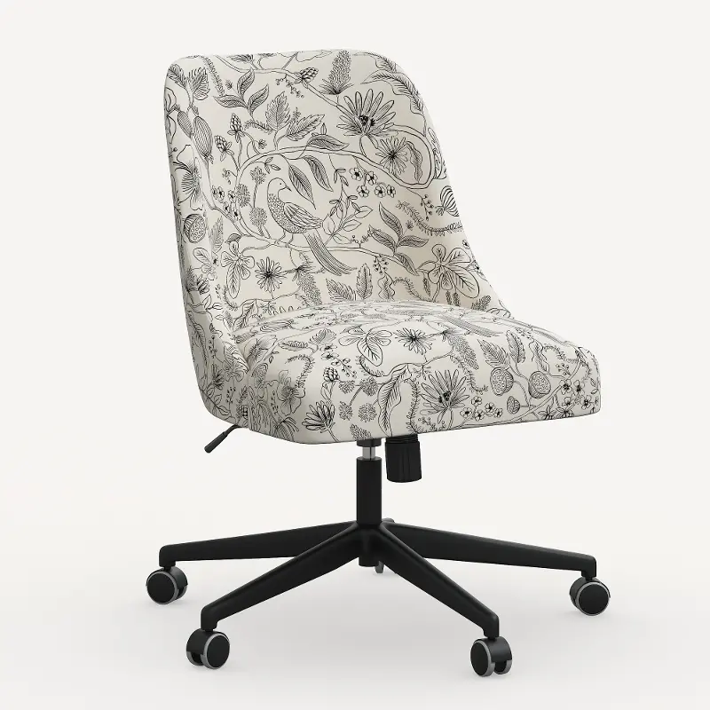 Rifle Paper Co. Oxford Aviary Cream and Black Office Chair