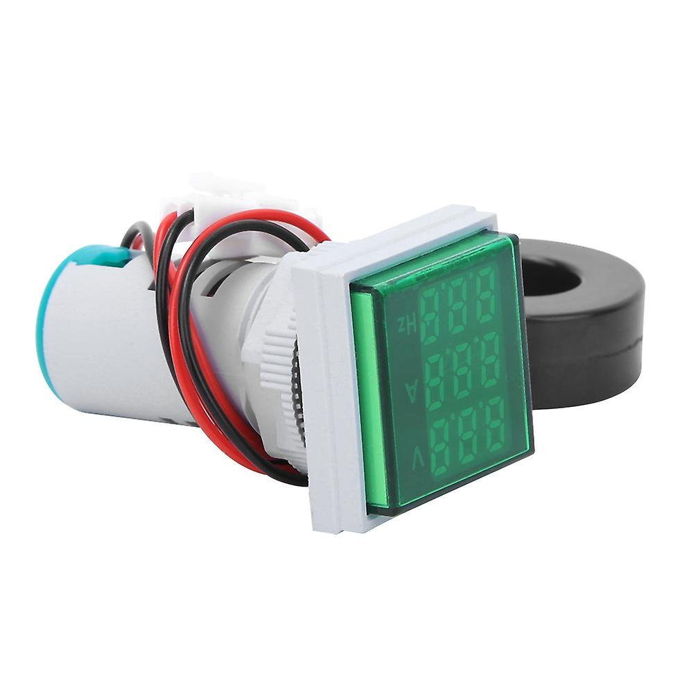 Multifunction Digital Meter Square 3-digit Display Ac Voltage Current Hertz Testergreen