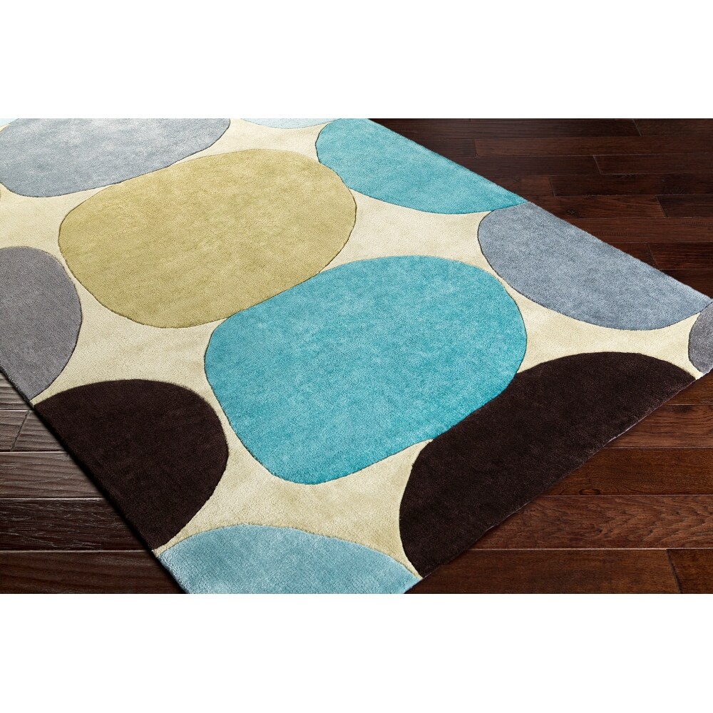 Hand tufted Geometric Contemporary Round Area Rug