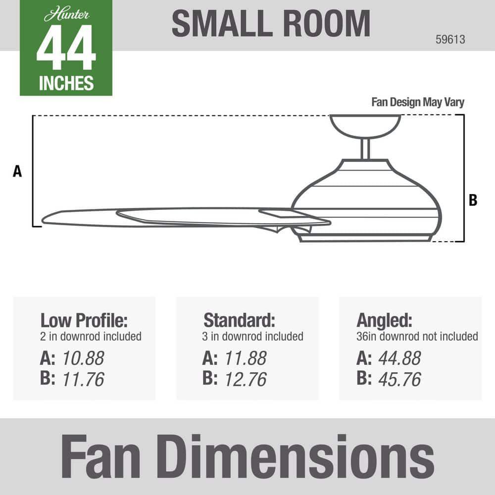 Hunter Kennicott 44 in IndoorOutdoor Ceiling Fan in Matte Black with Wall Switch