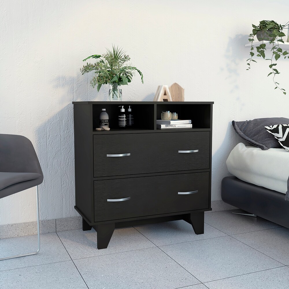 Aaron 2 Drawer 2 Shelf Dresser Black Wengue