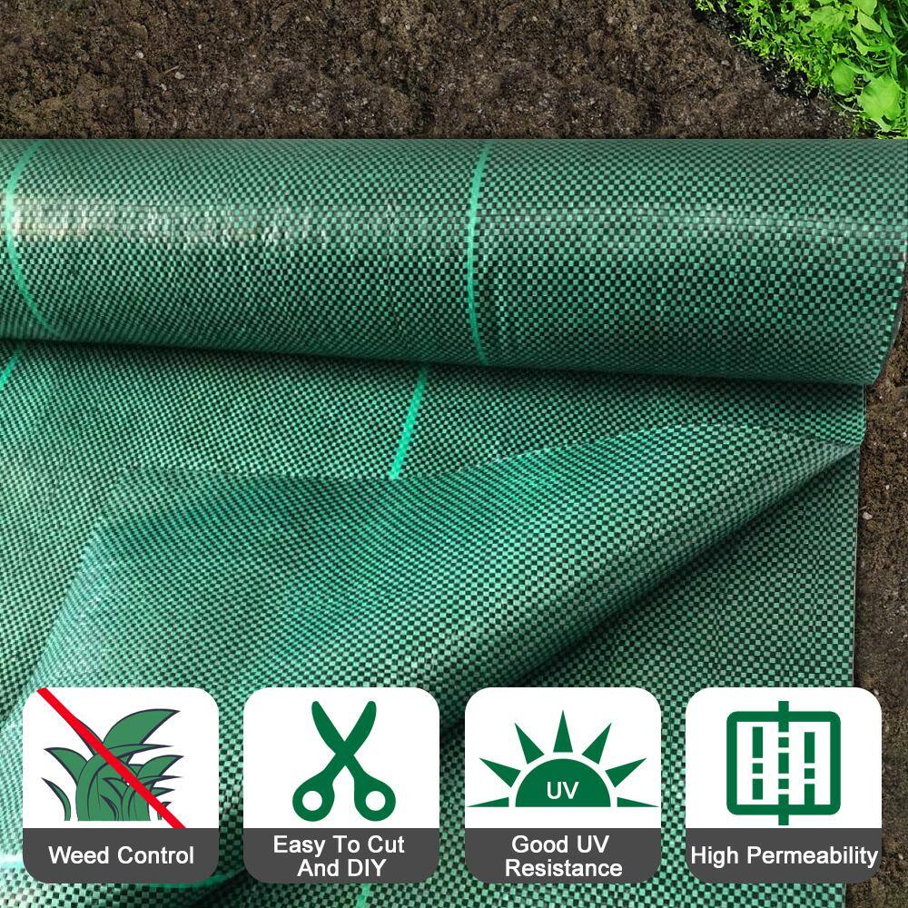 Agfabric 5 ft. x 50 ft. Garden Weed Barrier Fabric Weed Mat Landscape Fabric Green and Black GC270550GB