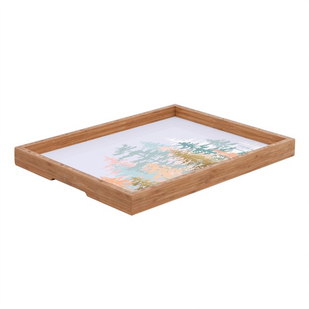 Iveta Abolina Blush Forest Rectangular Bamboo Tray Deny Designs