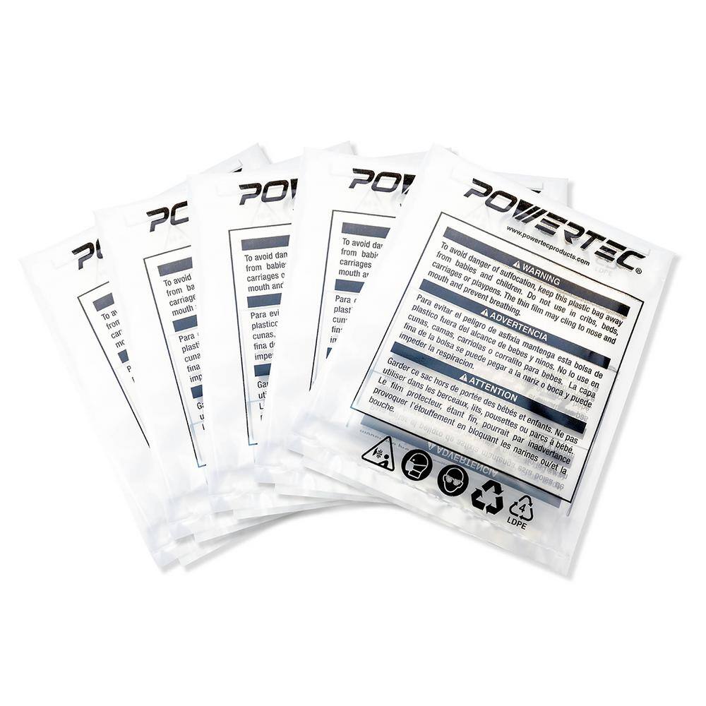 POWERTEC 20 in. Dia x 43 in. Clear Plastic Dust Collection Bag (5-Pack) 70002