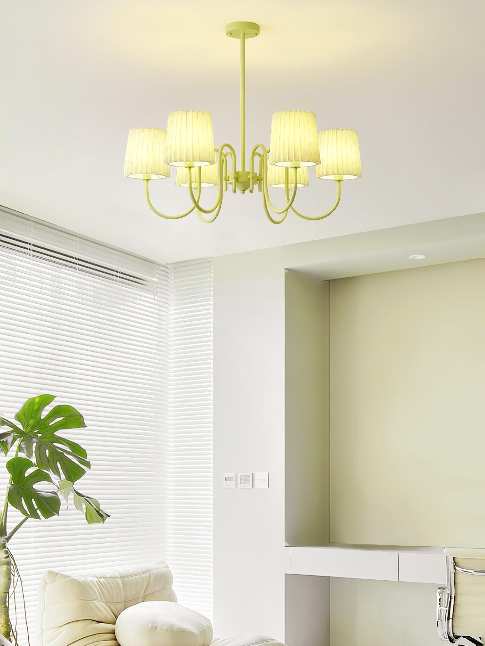 Pleated Fabric Matcha Chandelier