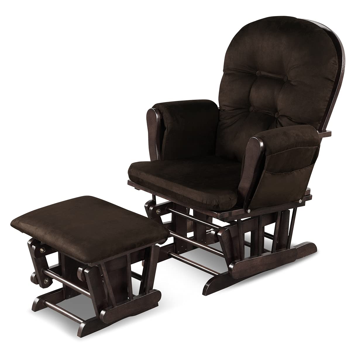 Costzon Glider and Ottoman Set, Wood Glider Rocker