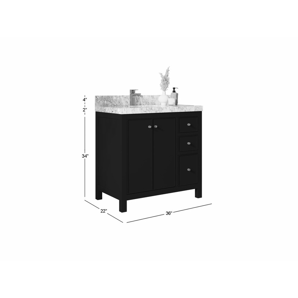 Willow Collections 36 in. W x 22 in. D Chicago Left Offset Sink Bathroom Vanity with Countertop