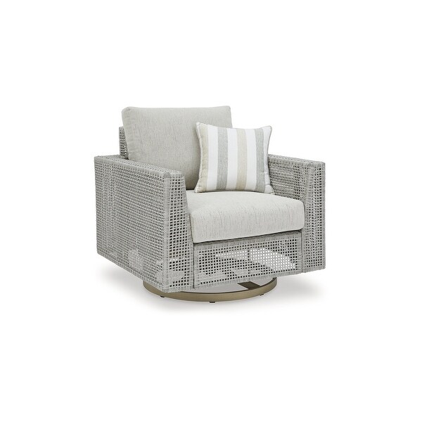 Signature Design by Ashley Seton Creek Gray Outdoor Swivel Lounge with Cushion