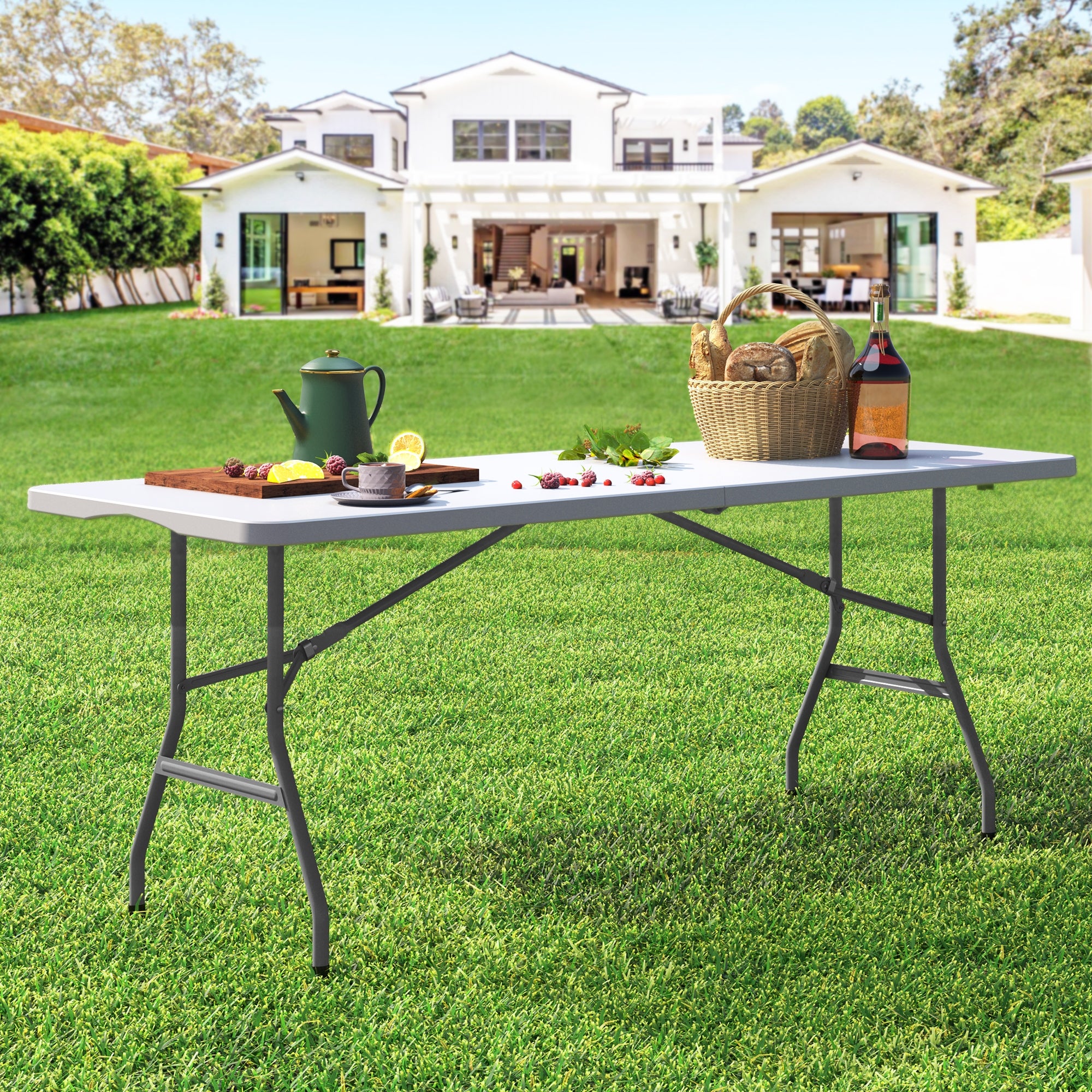 4 - Person 72'' Long Folding Picnic Table - Overstock - 37190932