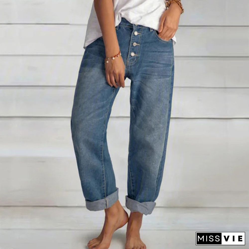 Loose Leisure Slimming Straight Jeans