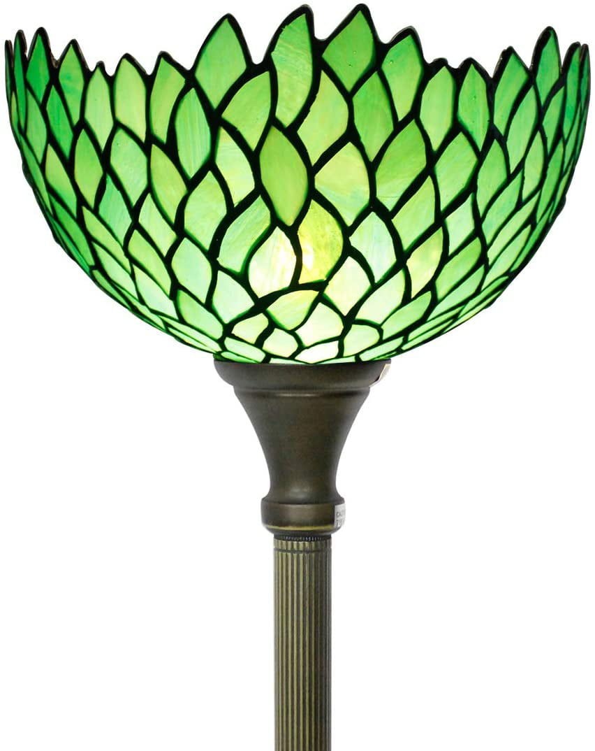 BBNBDMZ Tiffany Floor Lamp Green Wisteria Stained Glass Light 12X12X66 Inches Pole Torchiere Standing Corner Torch Uplight Decor Bedroom Living Room  Office S523 Series