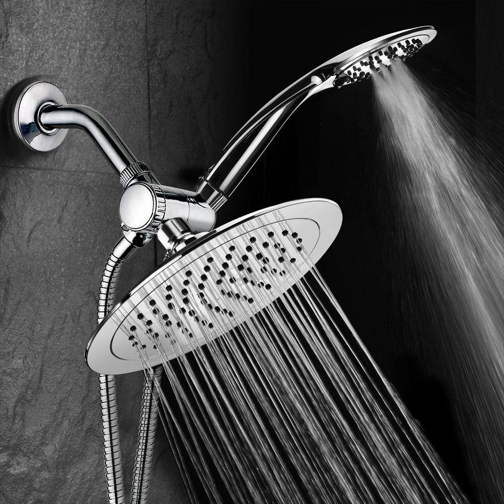 5-spray 8 in. Dual Shower Head and Handheld Shower Head with Waterfall in chrome 21442