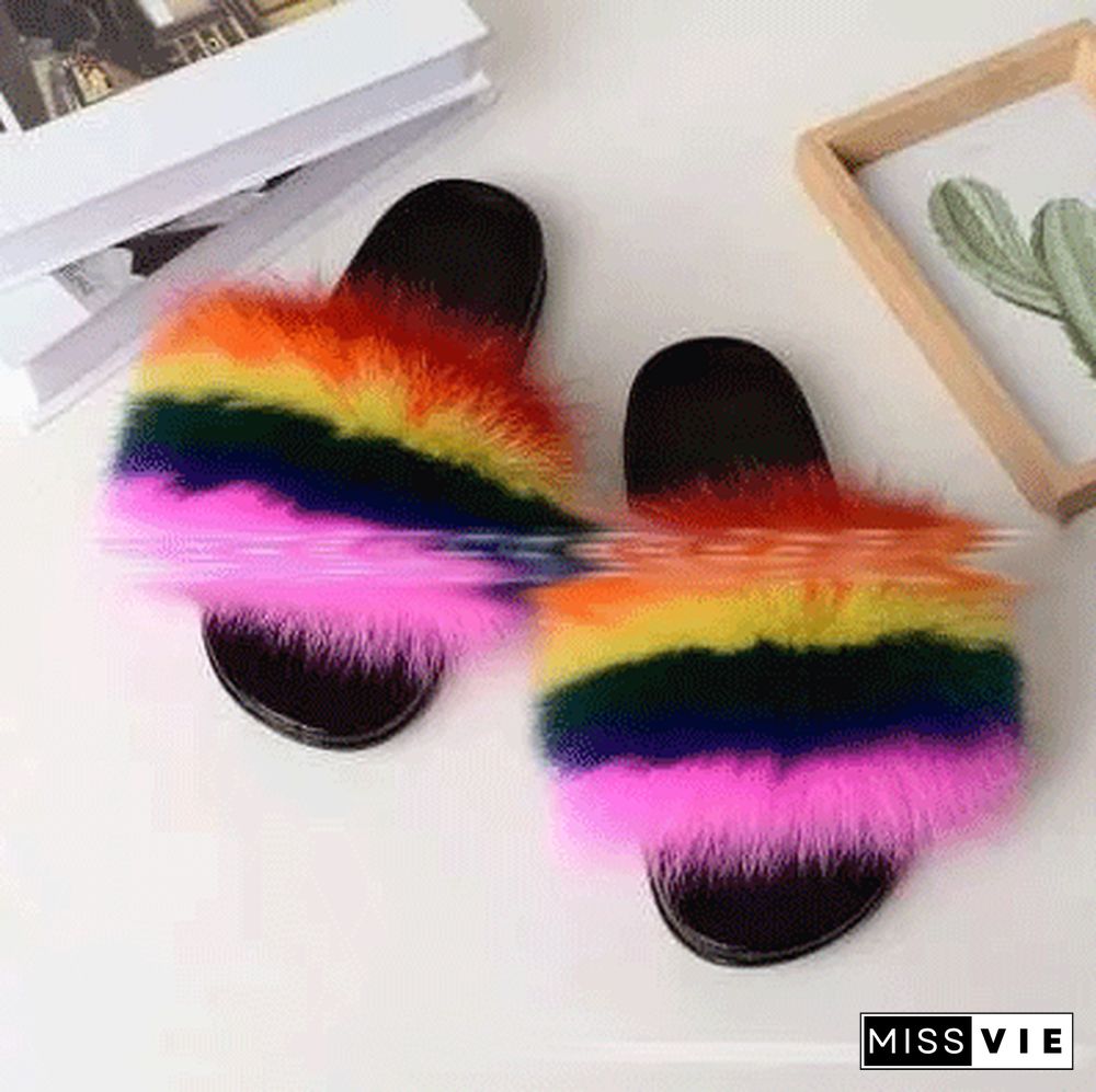 Furry Slippers Flat Half-drag Slippers