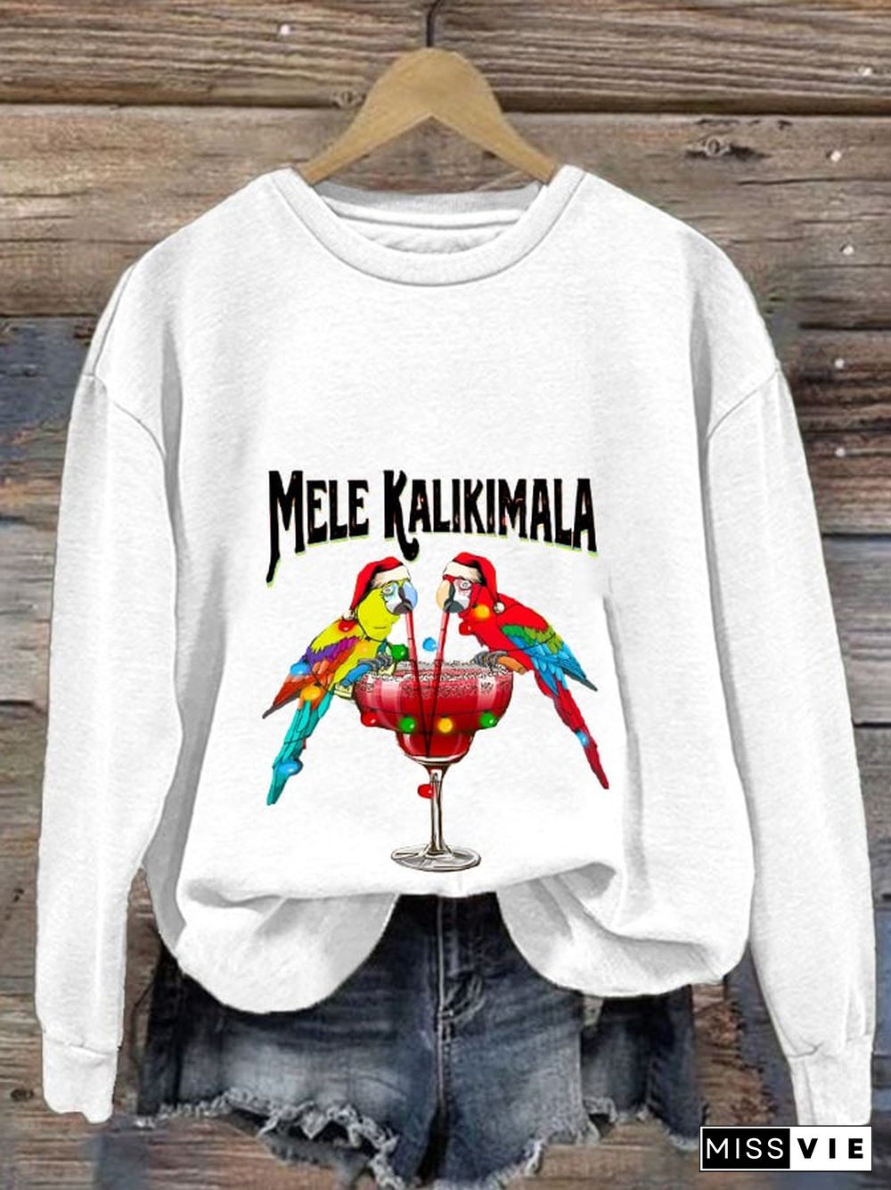 Women's Christmas Mele Kalikimaka Print Casual Sweatshirt